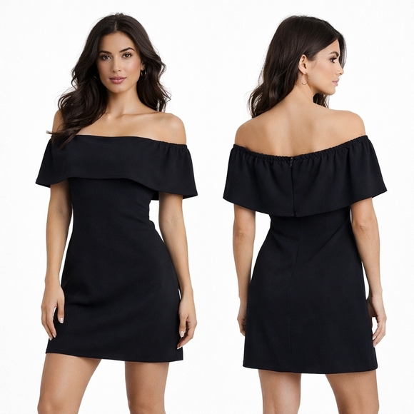 Charles Henry Dresses & Skirts - CHARLES HENRY Dress Womens Small Black Off Shoulder Ruffle Cocktail Evening